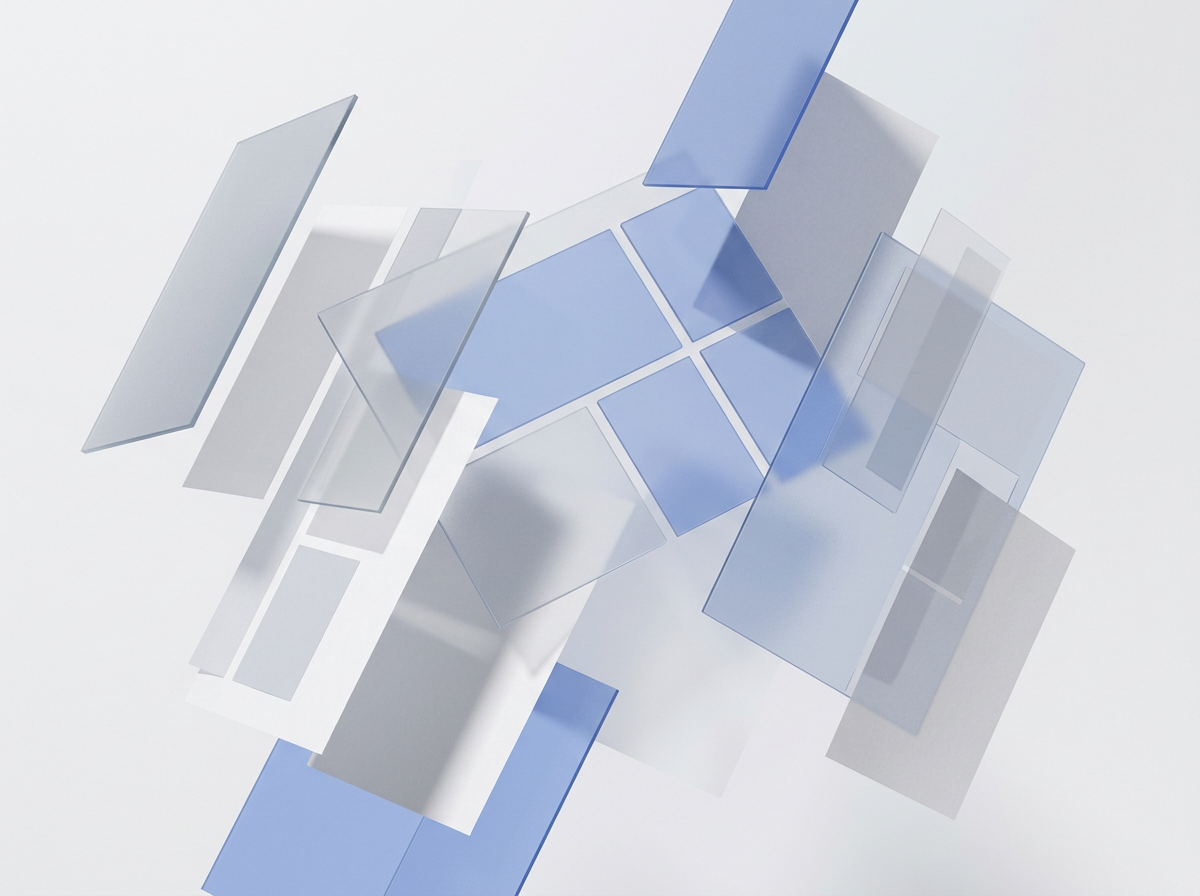 Abstract layered panels representing website layouts